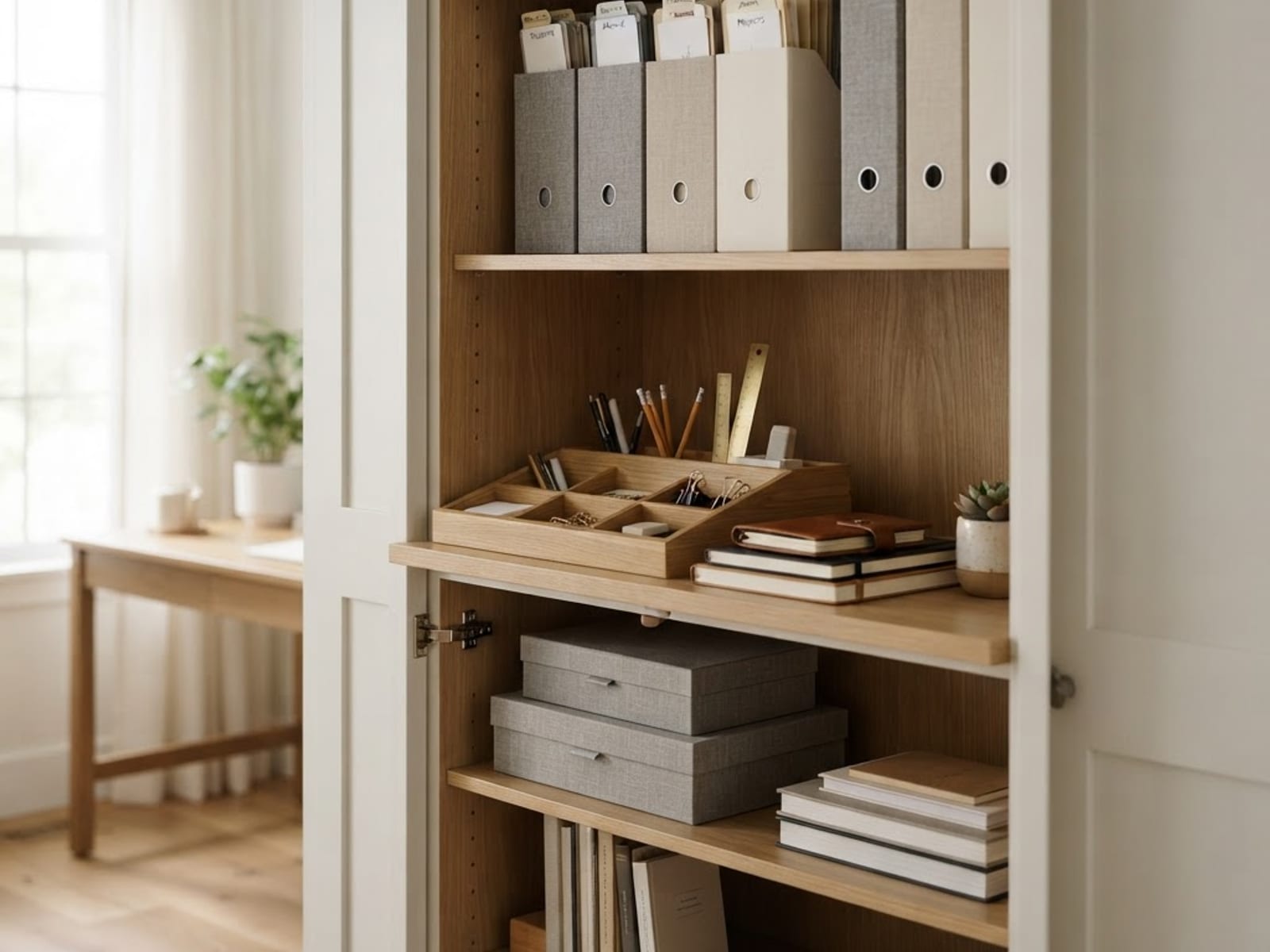 Muebles para Home Office a Medida en Cali — Detalle, organización interior (proyecto Integra Espacios)