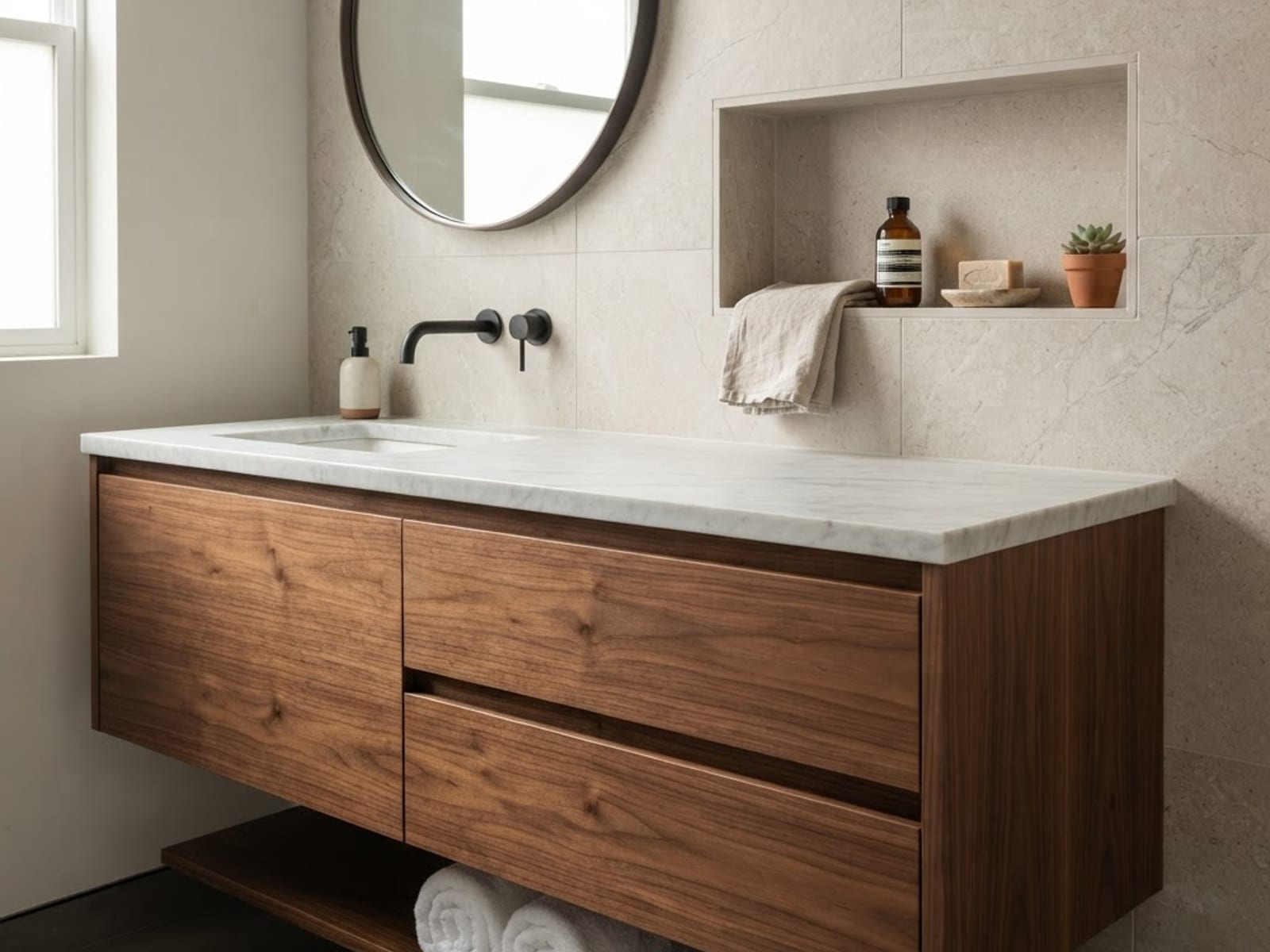 Remodelación Integral de Baños en Cali — Detalle, mobiliario integrado (proyecto Integra Espacios)
