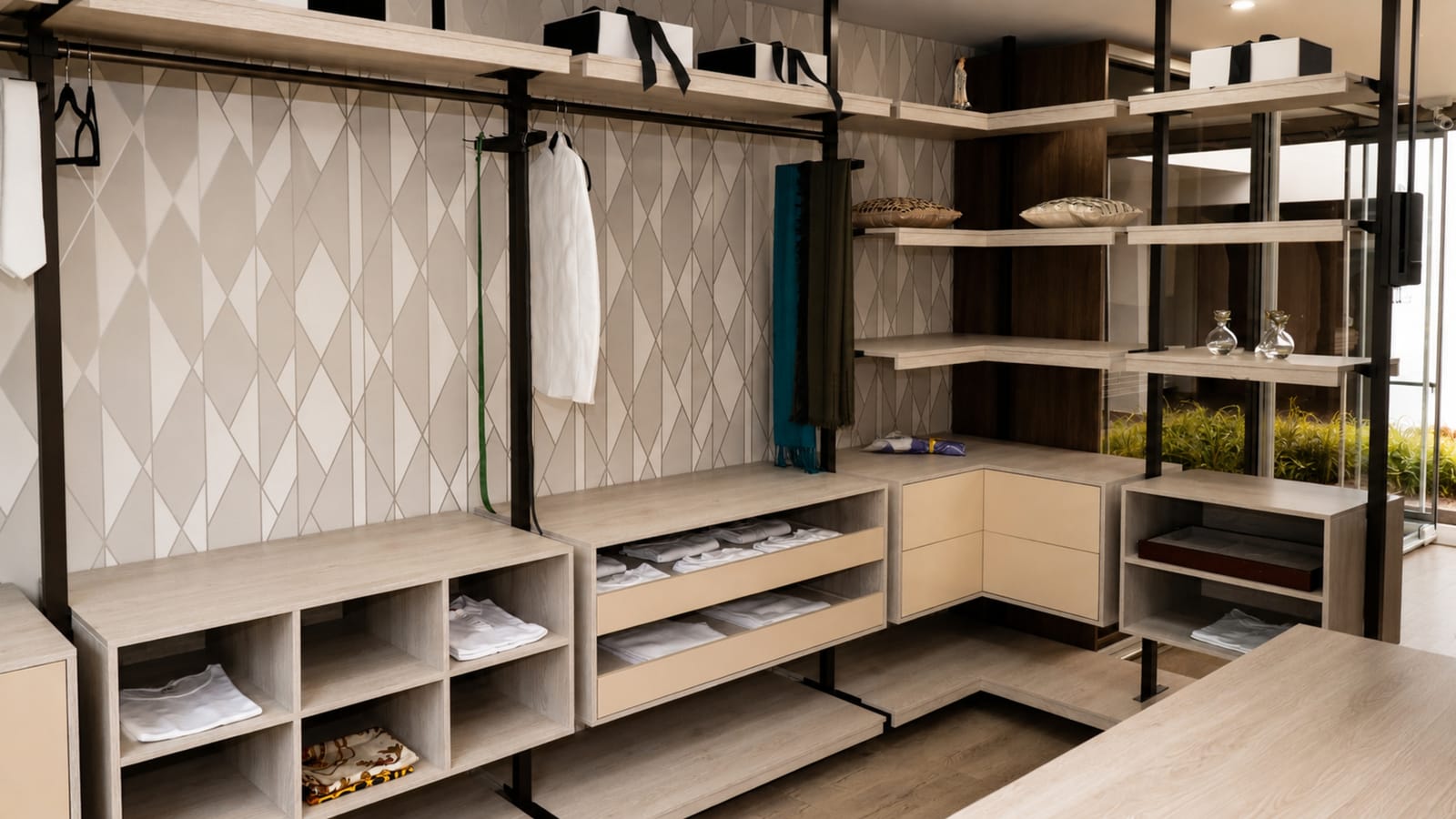 Vestier walk-in a medida fabricado por Integra Espacios en una vivienda de Cali — plano general